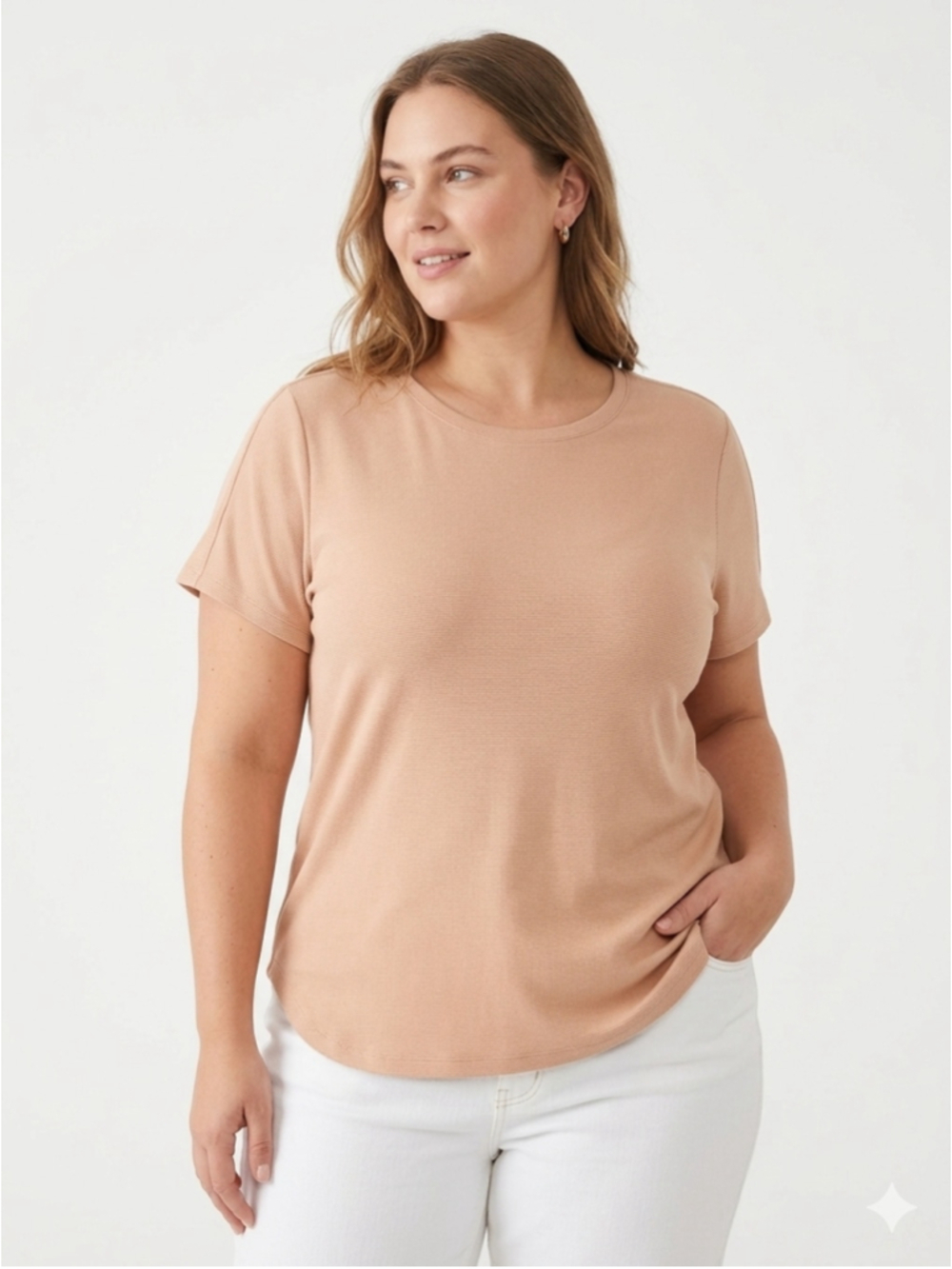 Women's Columbia Striped Short Sleeve Performance Activewear Tee Peach Pink 1X